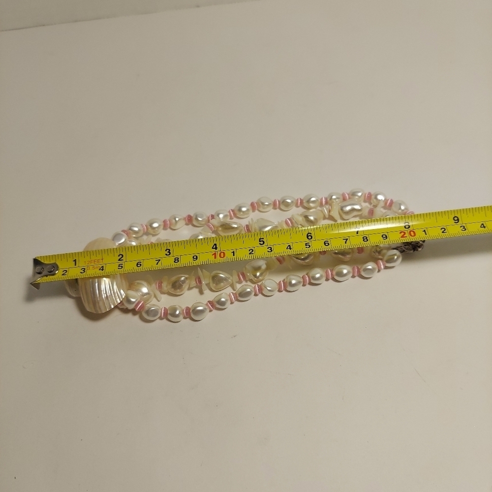Freshwater Pearls & Pink Beads Shell Pendant Necklace Double Strand Magnetic - Picture 11 of 13